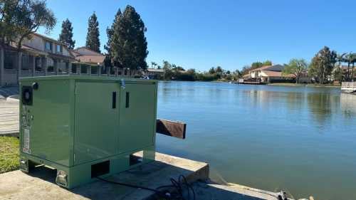 Clear nanobubble generator installation in community lake