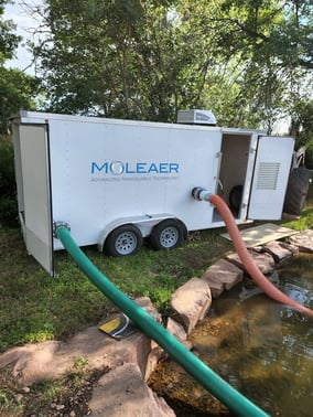Trailer Nanobubble generator installed at quarry lake for muck reduction